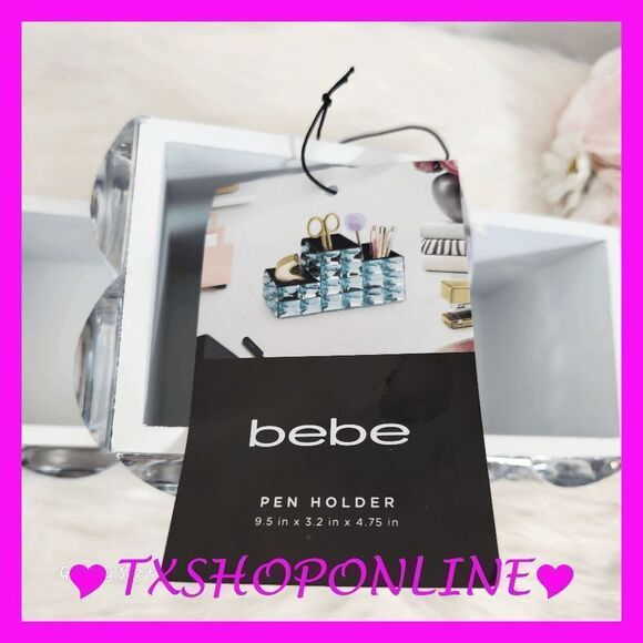 { bebe } Silver like Rhinestone mirrored Brushes, pencil, pens Organizer NWT - Picture 5 of 6